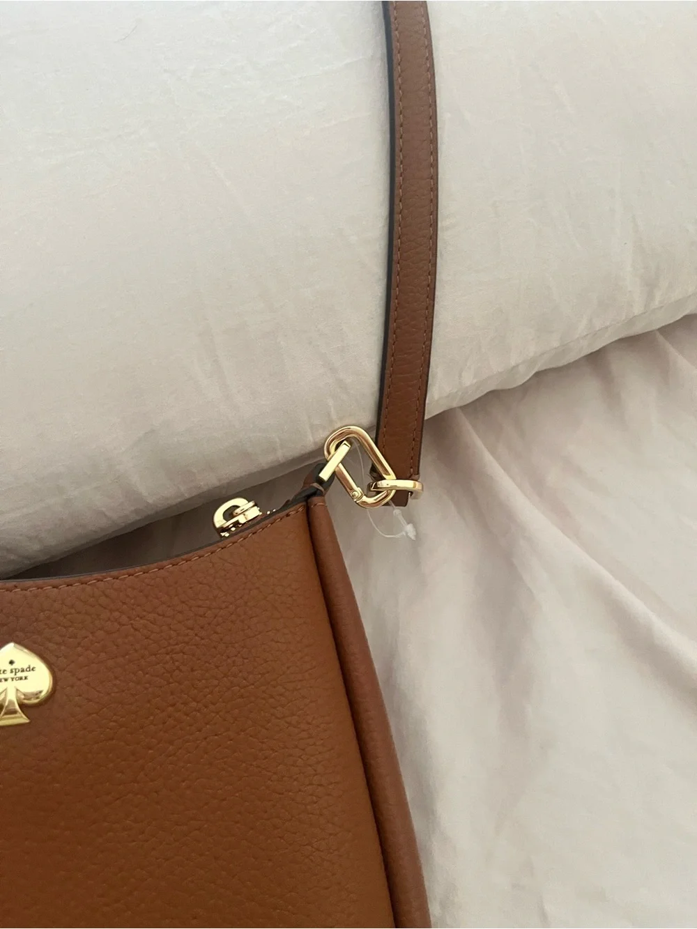 kate spade Cognac Brown Pebble Leather Shoulder Bag with Gold Hardware